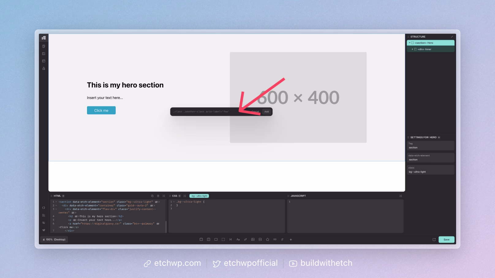 Screenshot of the Attributes Bar in Etch