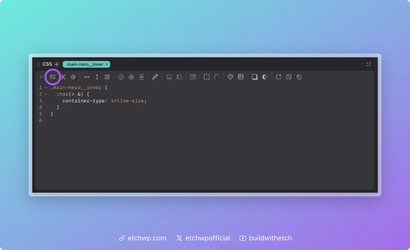 Has Me button in Etch's CSS Quick Actions Bar