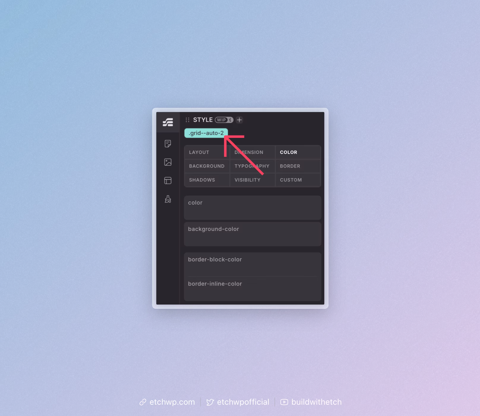 Screenshot of Selector Pills in Etch